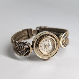 Vintage Harvester Watch Ladies Gold Tone Swiss Made Round MCM Mesh Bracelet